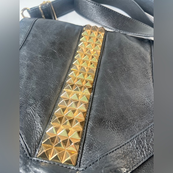 Tory Burch Black and Gold Studded Flap Crossbody - Picture 3 of 9
